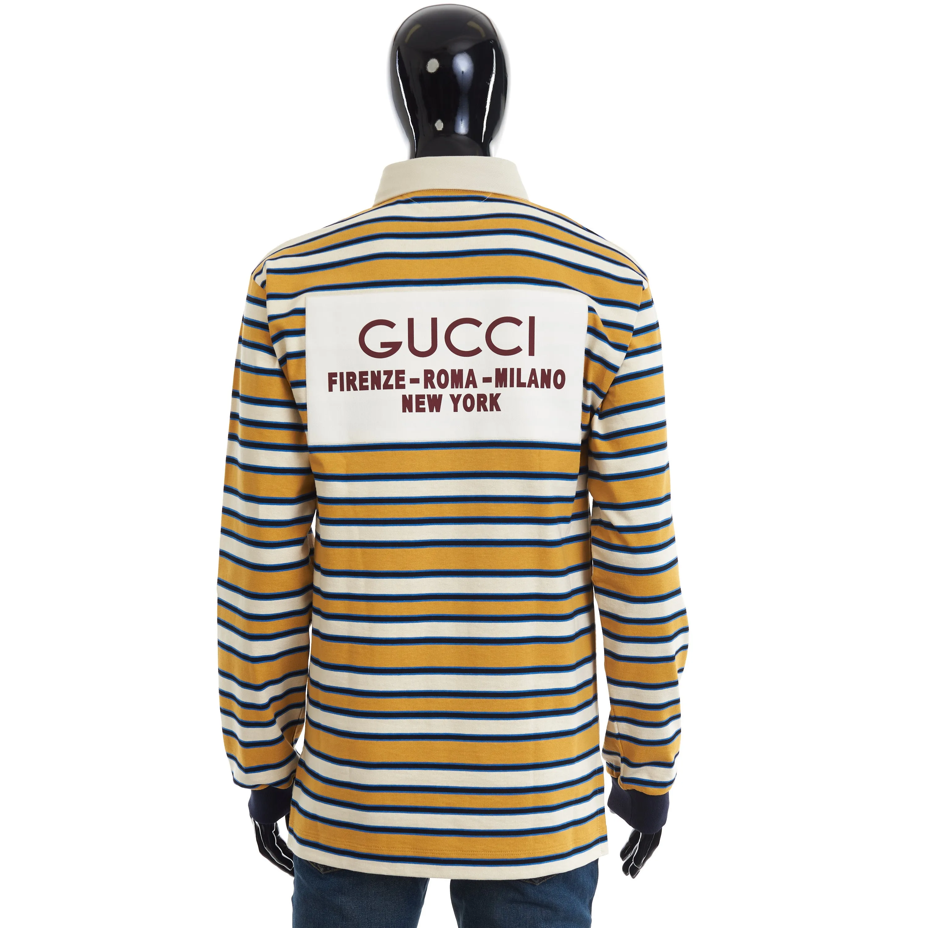Yellow Striped Polo Shirt With Patch