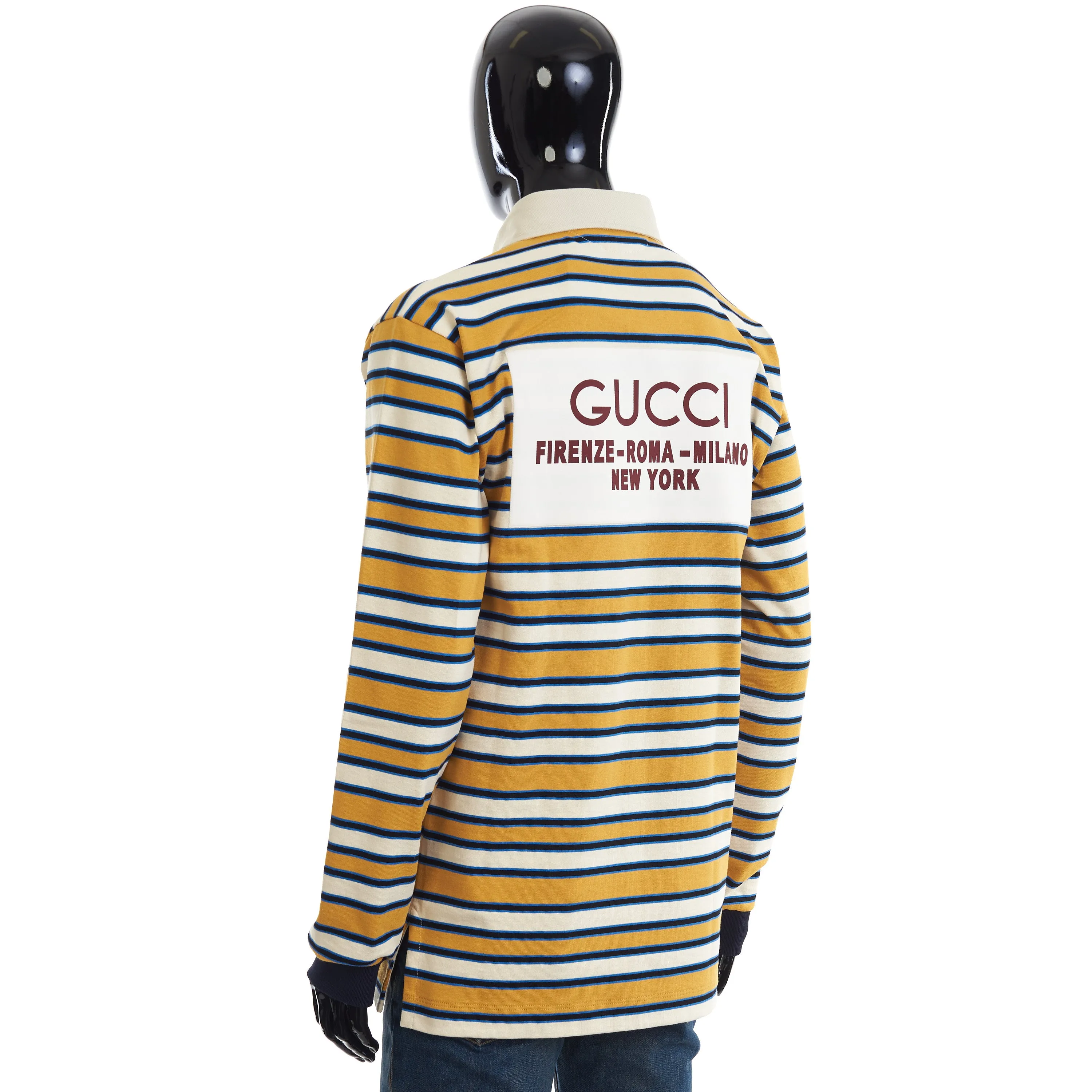 Yellow Striped Polo Shirt With Patch