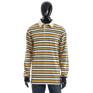 Yellow Striped Polo Shirt With Patch