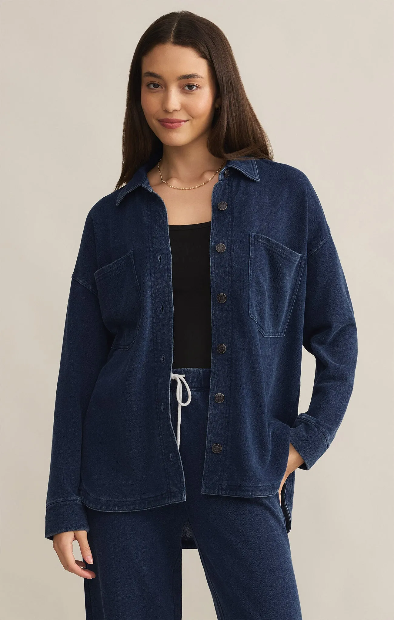 Z Supply All Day Knit Denim Jacket Indigo