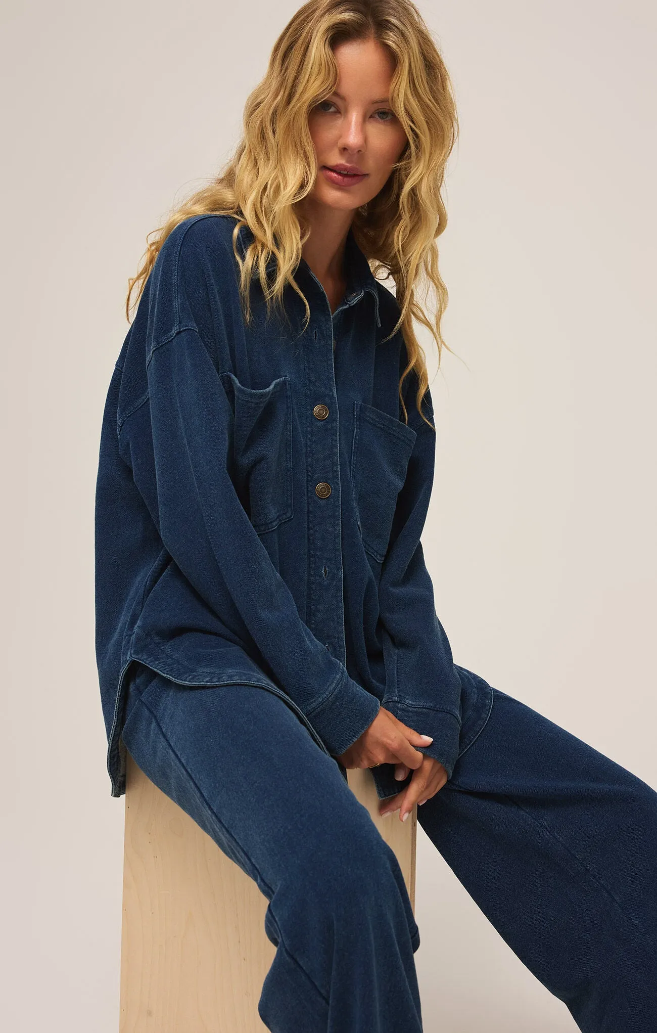 Z Supply All Day Knit Denim Jacket Indigo