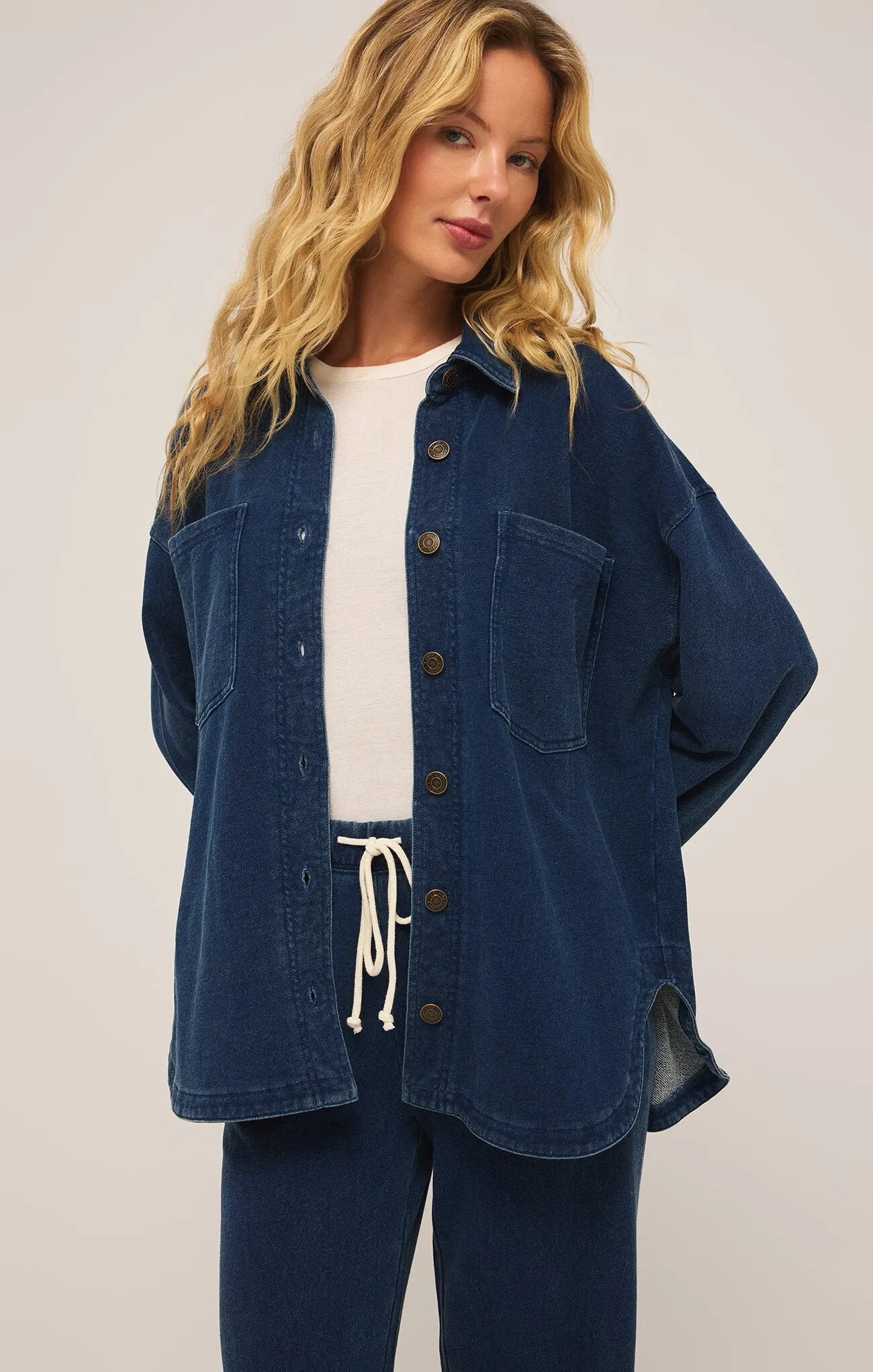 Z Supply All Day Knit Denim Jacket Indigo