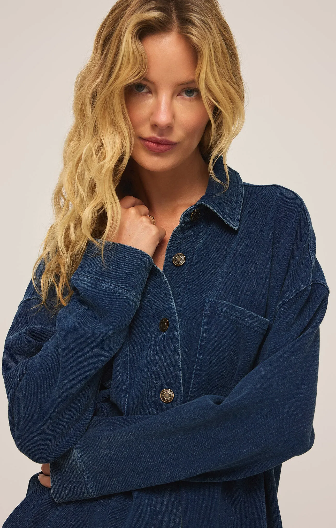 Z Supply All Day Knit Denim Jacket Indigo